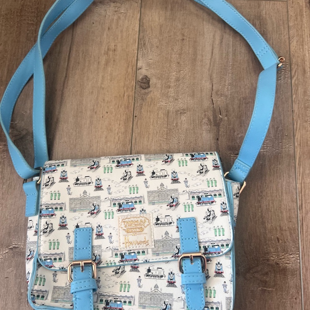 Harrods Blue and White Crossbody Bag with London Charm